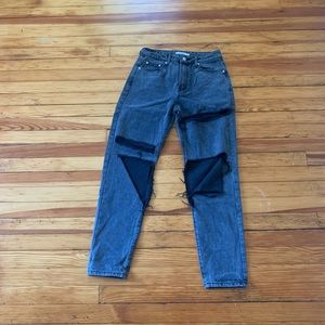 Adika straight leg distressed black/grey jeans.